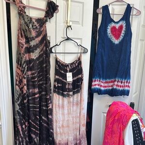 Raviya Black and Pink Tie-Dye Dress